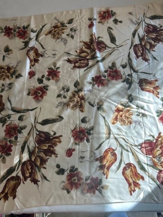 RALPH LAUREN 100% Silk Cream Floral SCARF - Picture 6 of 9